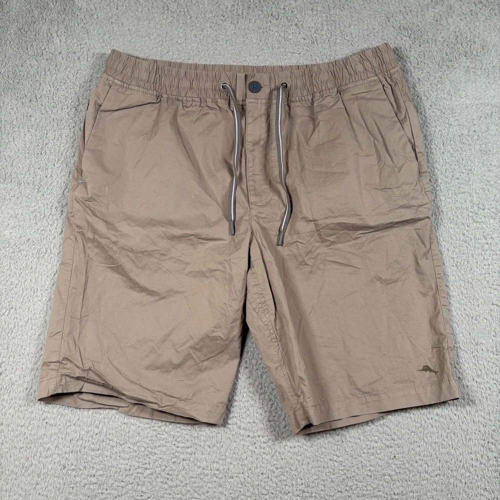 Tommy Bahama Boracay‎ Shorts Tan Khaki Elastic Waist Drawstring Size LT GL Mens